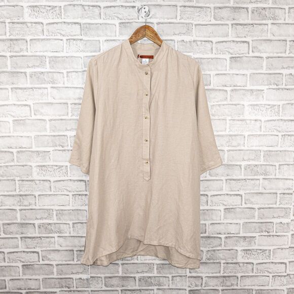 PAR EN PAR Women's The Easy Tunic Blouse in Bone Gray Size Medium NWT - Picture 3 of 10